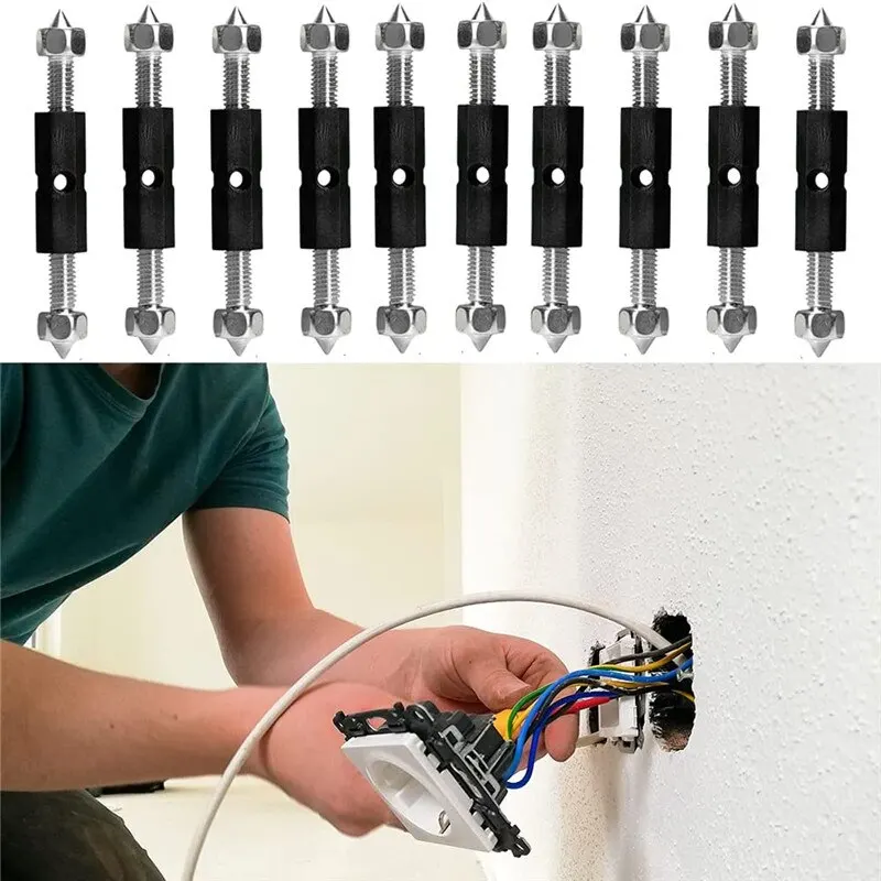 

10 Pieces Cassette Repairer Electrical Box Repairer Cassette Screws Support Rod for Wall Mounted Switch Box