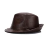 2025 Autumn Men Real Genuine Cowhide Leather Top Hats Men Fashion Caps Winter Warm New Cowboy  100% Real Cowhide Leather Hats 4