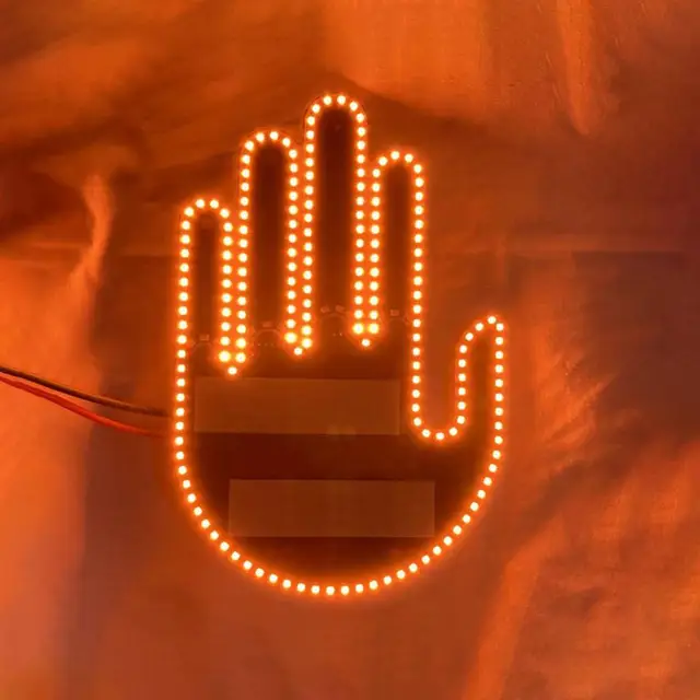 Lumière de doigt de voiture à LED, panneaux de signalisation, geste du doigt  du milieu, cool, intérieur de voiture, conception de doigt pour s'exprimer  - AliExpress