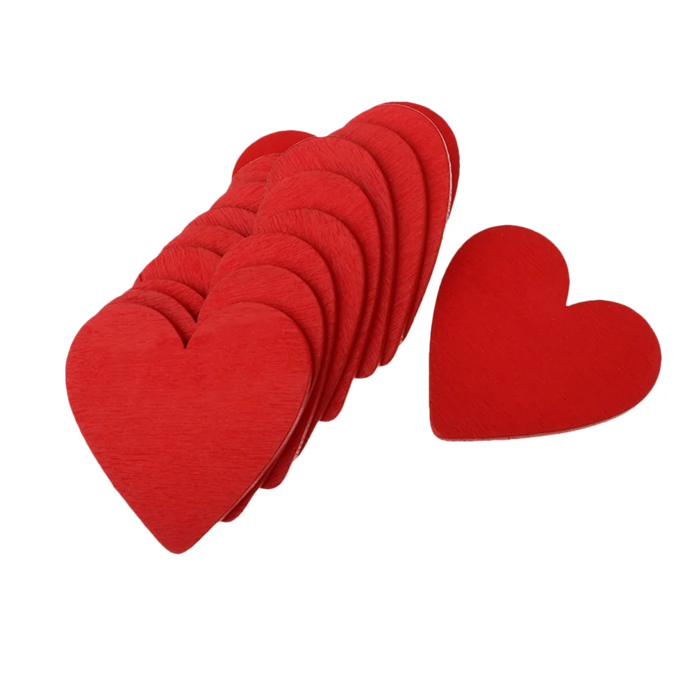 

50 Pcs Accessories Wedding Decorations Wood Heart Embellishments Bamboo Wooden Ornaments