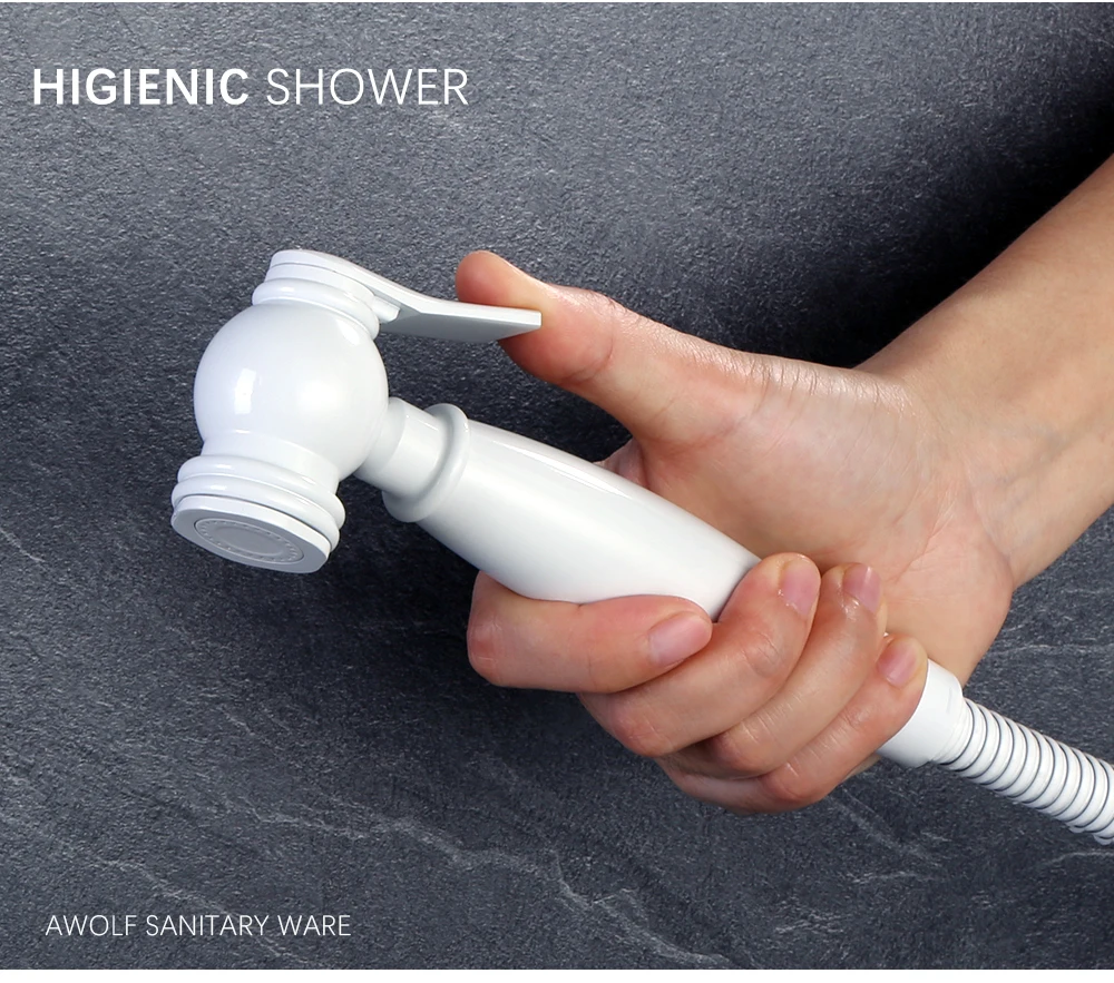 Description Picture 4 of itemAwolf White Handheld Toilet Bidet Sprayer Solid Brass Hygienic Shower Head Douche Kit WC Shattaf Set Bidet Faucet AP2288