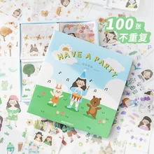 

Kawaii Korean Stickers Aesthetic Washi And PET Sticker For Sketchbook scrapbooking Diary Stationery 스티커 Наклейки Стикеры