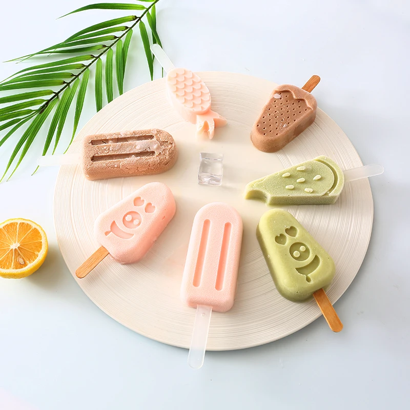 Stampo in silicone per ghiaccioli a 4 celle, stampo per gelato congelato, fatto in casa, in silicone, stampo per ghiaccioli con bastoncini di legno, 2 confezioni