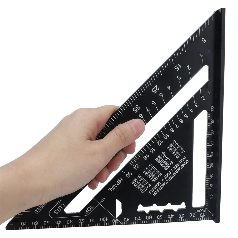 New 7Inch Triangle Ruler Measurement Tool Aluminium Alloy Carpenter Tools Inch Metric Angle Ruler Speed Square Woodworking Tools