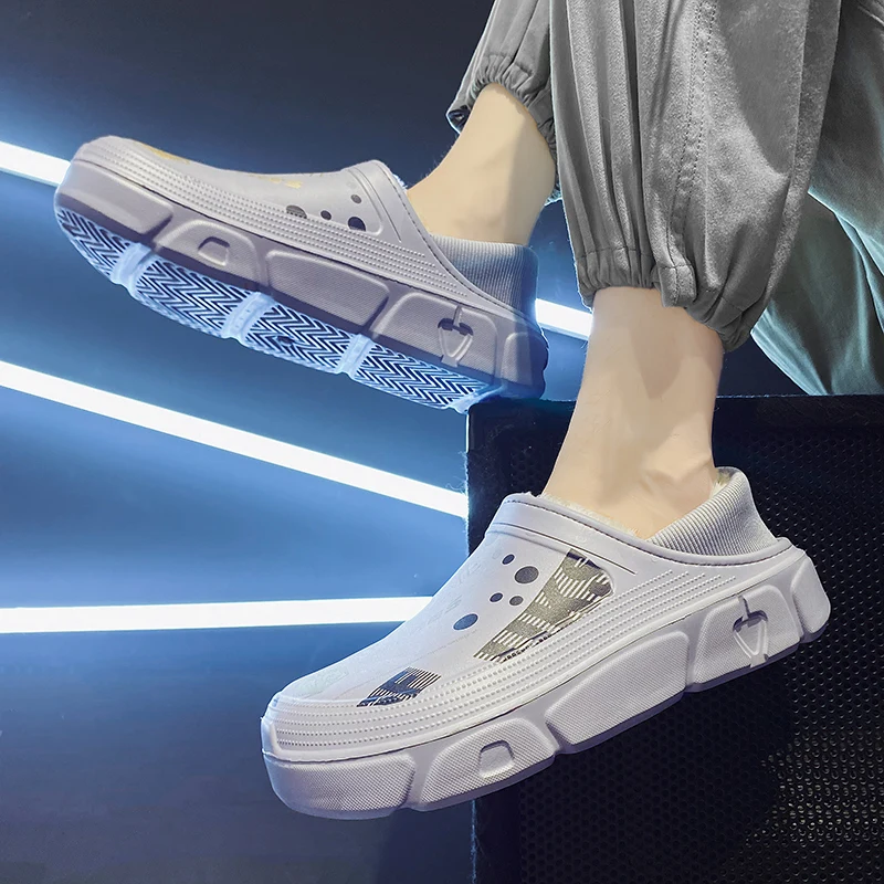 STRONGSHEN Winter Men Women Warm Slippers Waterproof Slippers Non-Slip Indoor Plush Household Slides Platform Snow Ankle Boots