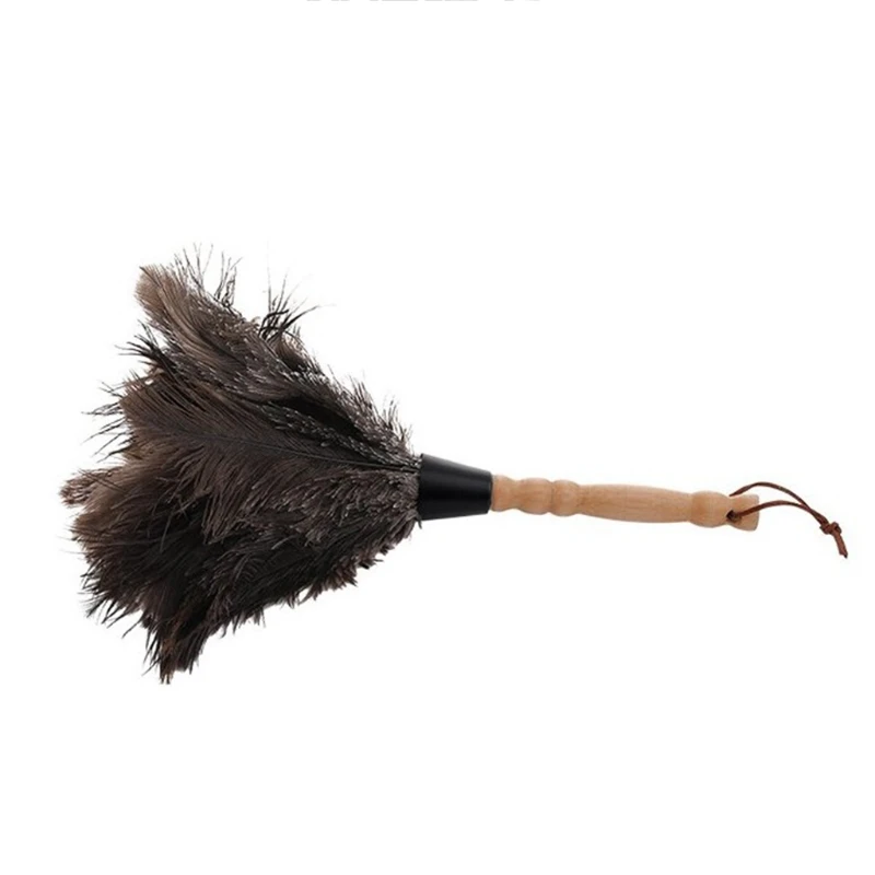 Spolverino piume struzzo soffice naturale con manico in legno Pennello per polvere ecologico Forniture per pulizia - immagine 5