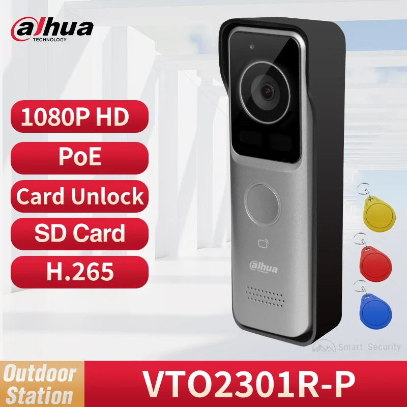 

Dahua MultiLang 1080P PoE Video Doorbell Camera Network IP Villa Door Station Night Vision 2MP VTO Kit Two-way Audio VTO2301R-P