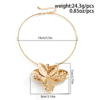 Ingemark Exaggerated Punk Large Flower Torques Necklace Petal Stud Earrings for Women Grunge Jewelry Set Steampunk Party Gift 4
