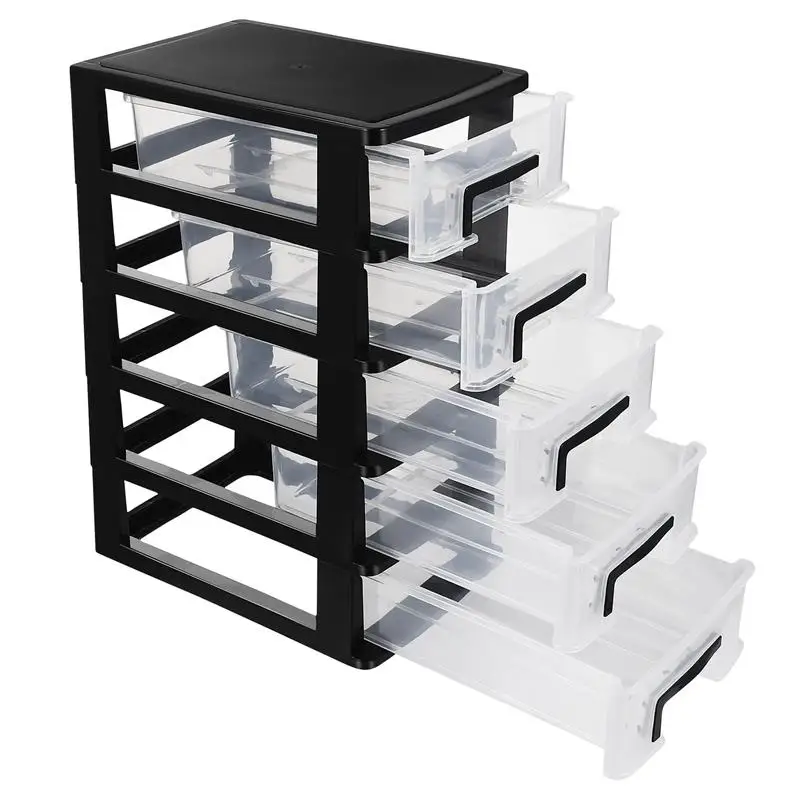 Drawer-Style Storage Organizer Clear Plastic Makeup Organizer Box Desktop Cabinet 5 Layered Drawer Closet Storage Box
