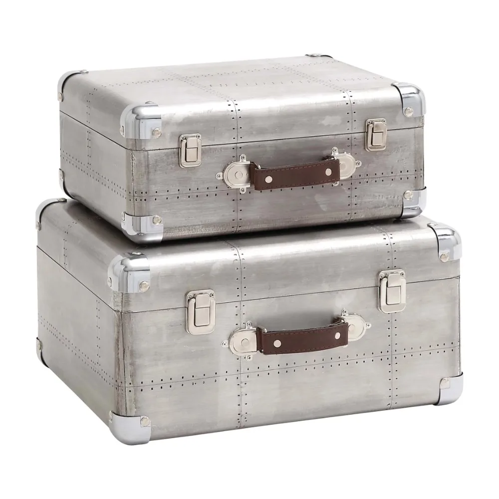 

DecMode Gray Wooden Decorative Box with Handles, 2 Count