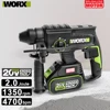 Worx Heavy Duty Cordless Rotary Hammer Brushless Motor WU386 20v 1350rpm Impact 2J 4700bpm PowerShare Green Battery Platform 1