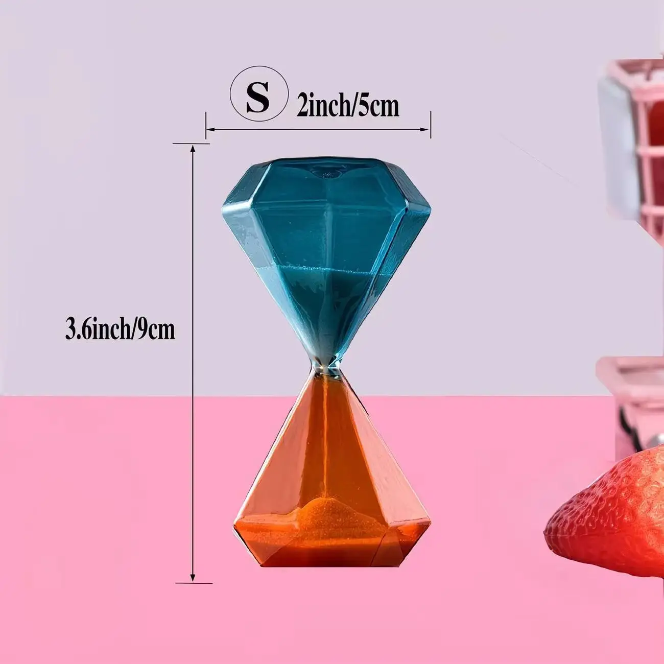 유리+철분 모래 꽃무늬 자석 모래시계 포장 포함 모래시계 13.5 * 5.5cm 나무 받침대 선물용