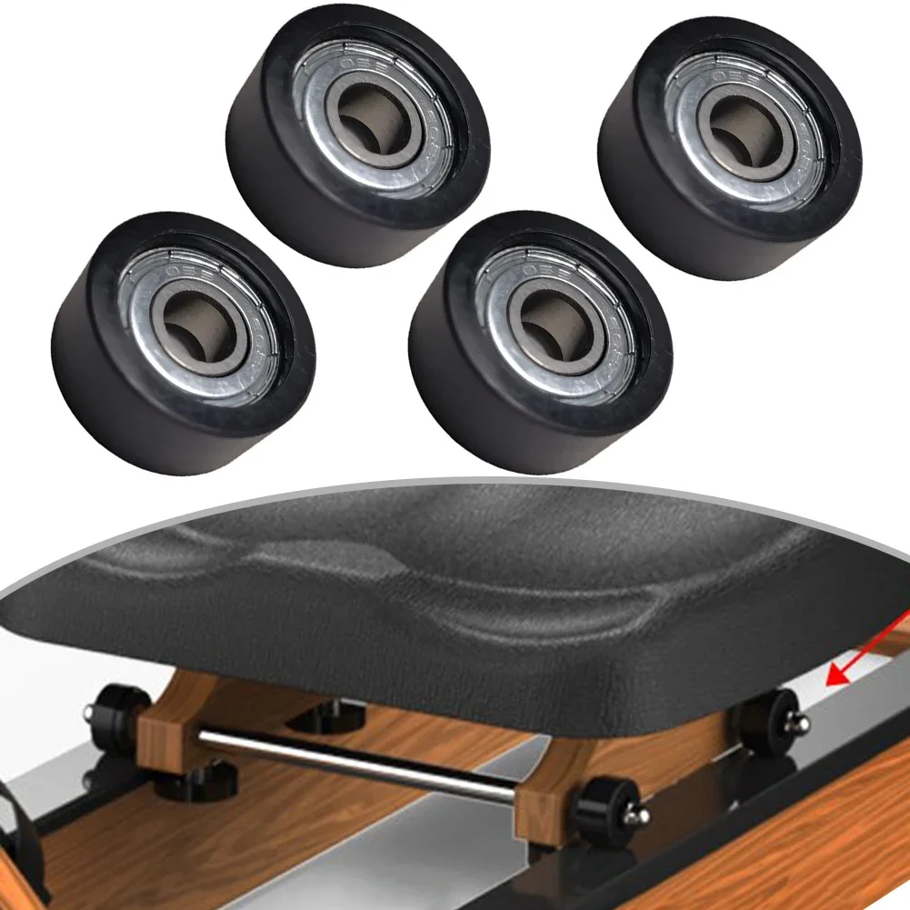 4 Pcs Nylon+steel Rowing Machine Seats Wheel PBearing Seats Cushion Moving Wheel 8*27*11mm Gear Passive Round Accessories