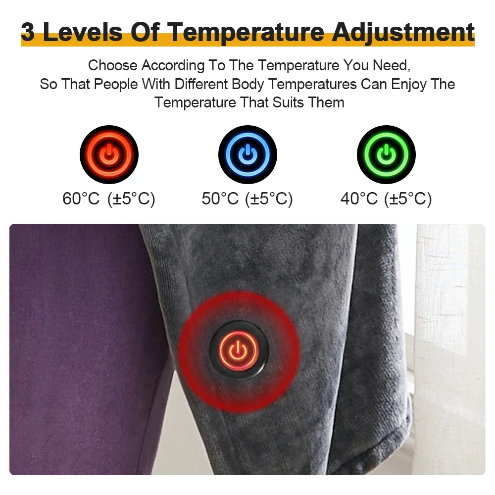 USB Electric Blanket Heater 3 Heating Levels Fleece Coral Velvet Quickly Heating Pad Cape Portable Heater 3