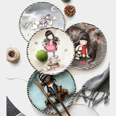 

Chinese round bone steak creative embossed plate high-end gifts home snacks decoration fruit salad plate restaurant tableware