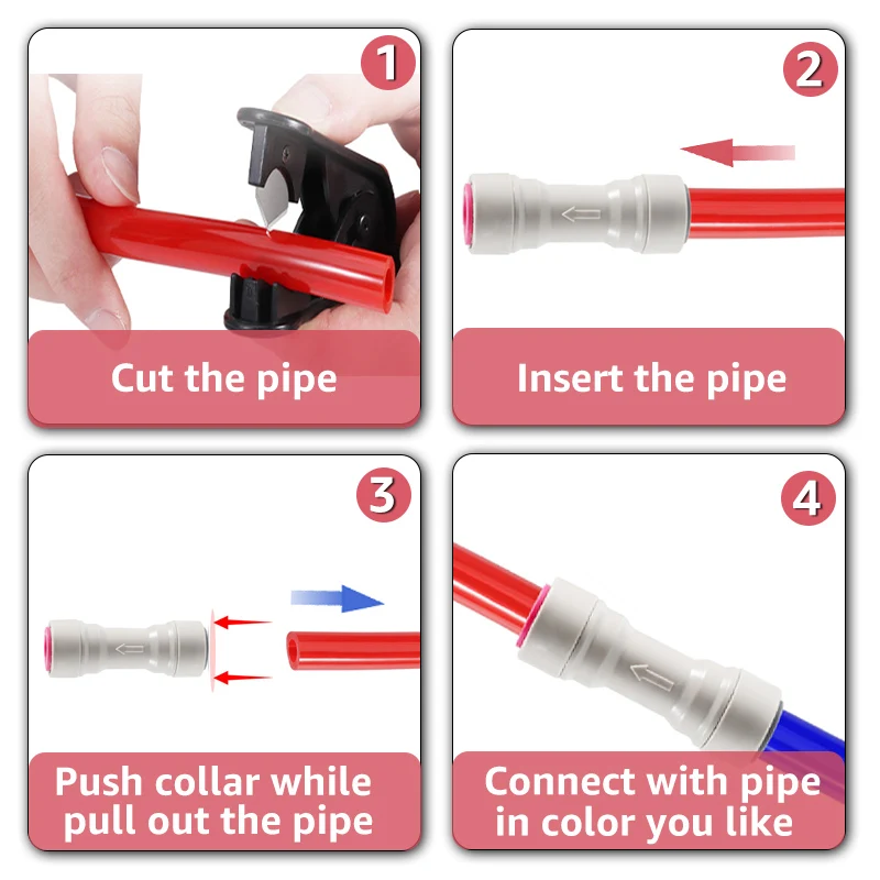 Push Fit Straight Check Valve One-way Valve 3/8 inch Quick Release Connect Fittings Tubing Inline Valve for Homebrew