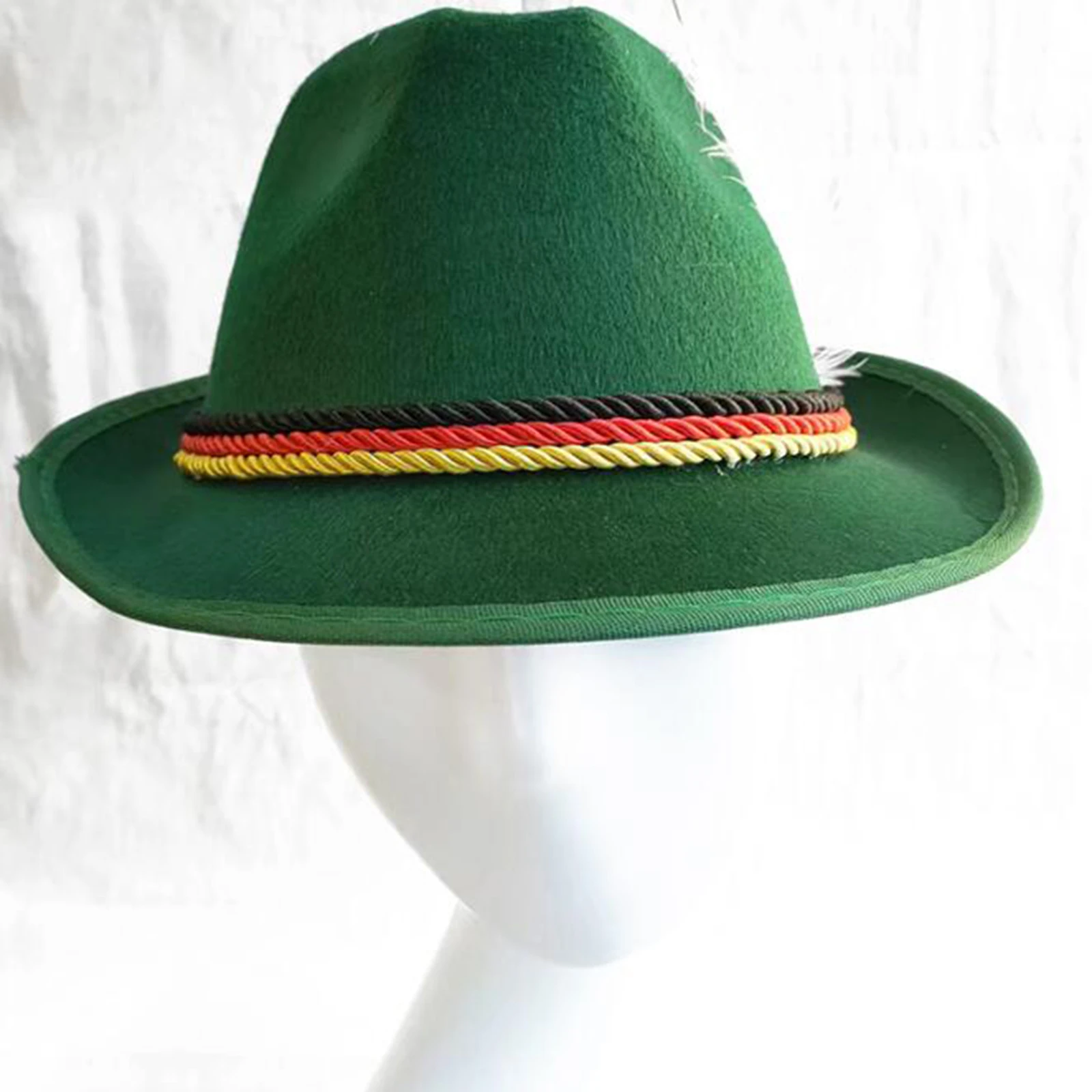 Unisex Fedora Hat Oktoberfest with Feather Green/ Light Gray Color 60cm/23.6' Bavarian Jazz adult oktoberfest hat