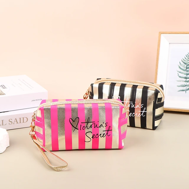 Victoria's Secret Pink And White Striped Makeup Bag Reviews 2023