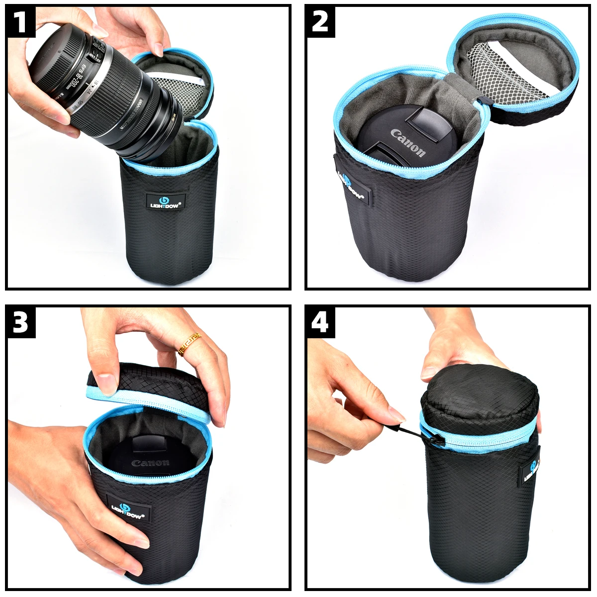 Lightdow 4 dimensioni di alta qualità DSLR Soft Protector borsa per obiettivo della fotocamera custodia per il trasporto S M L XL 4 dimensioni in 1 Kit Set