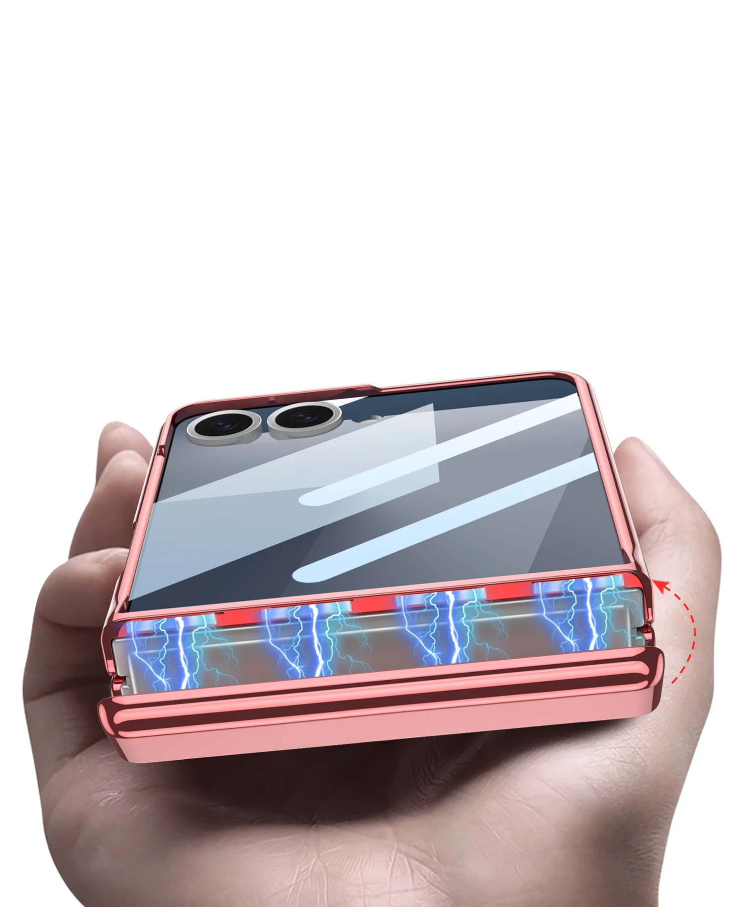 Magnetic Hinge Plating Clear Case for Samsung Galaxy Z Flip 7 6 Outer Screen Pro