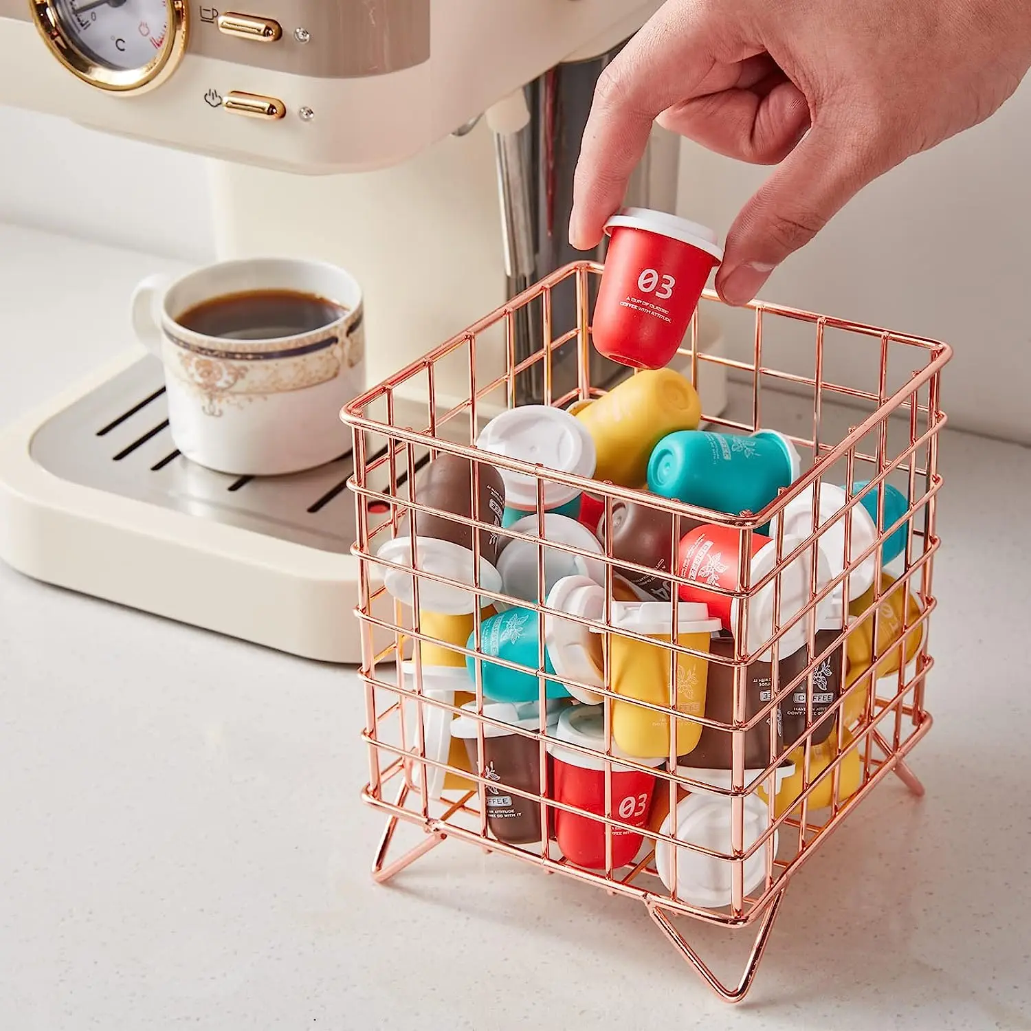 

K-Cup Coffee Pods Basket Cubic Espresso Coffee Pod Holder Metal Nespresso Storage Kitchen Dolce Gusto Organizer Countertop