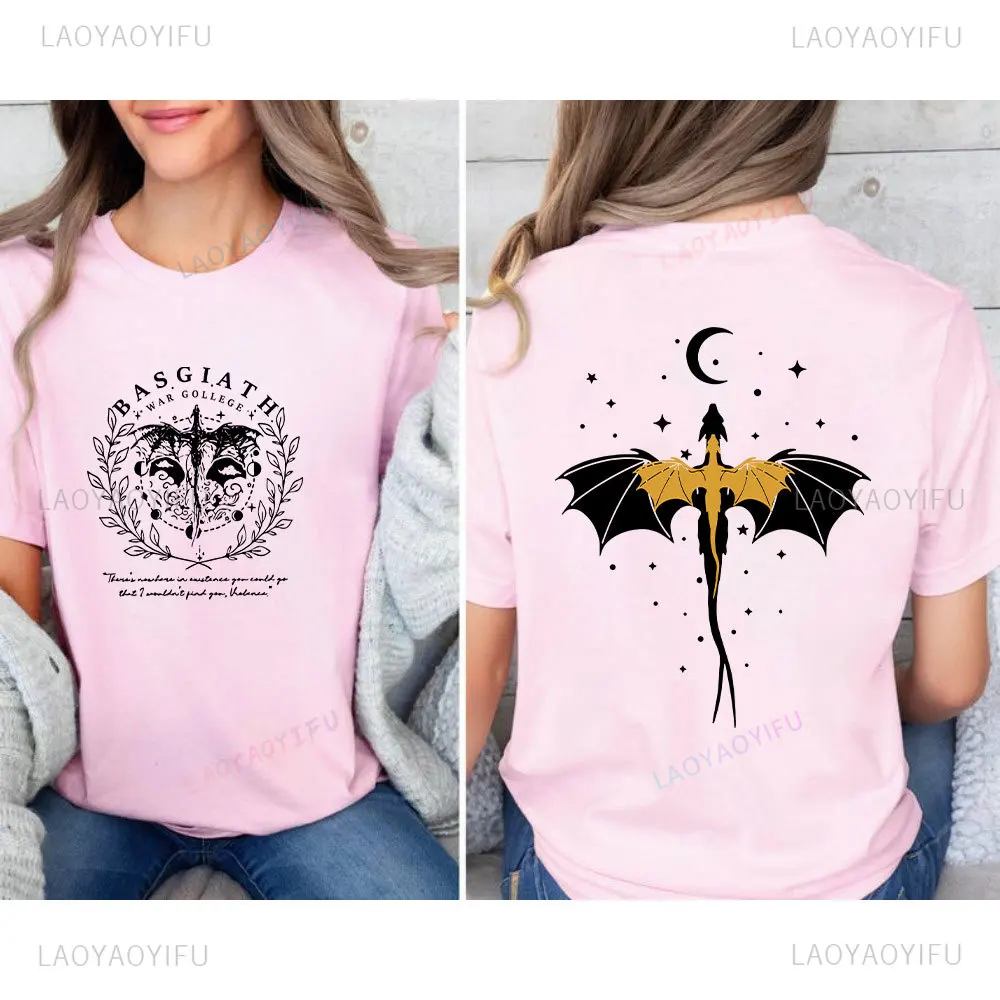 Men's T Shirts Fourth Wing Double-Sided TShirt Basgiath War College Shirt Women Tees Short Sleeve Graphic Vintage Bookish Tee 6