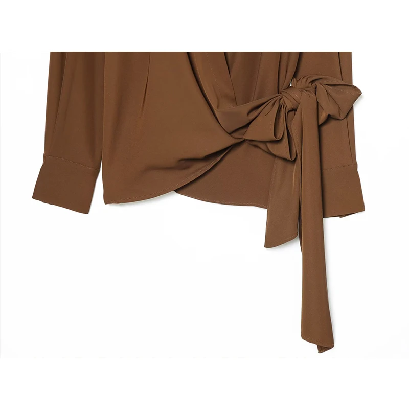 Ruched Women Blouse 2025 New Bow Tied Blouses Woman Tops Lady Ruffles Long Sleeve Loose Elegant Blouses And Shirts Top ﻿