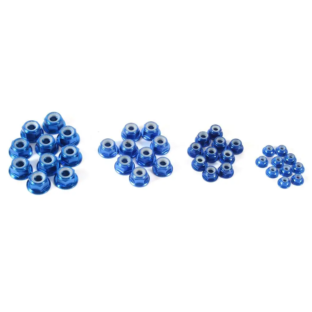 10pc M5 Aluminum Flanged Nylon Lock Nut Assorted Colors Blue Red Gold Black