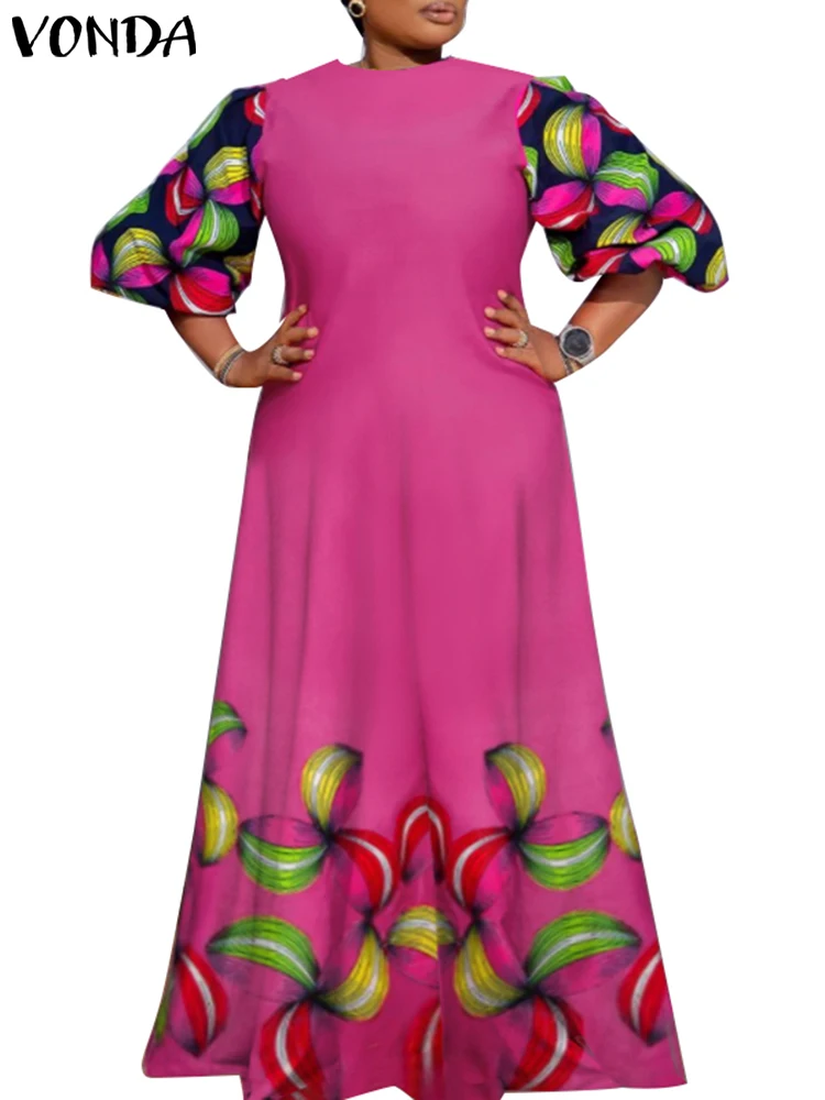 

VONDA Autumn Women Dress 2024 Vintage Printed Maxi Long Dress Fashion Bohemian Long Sleeve Sundress Casual Loose Vestidos