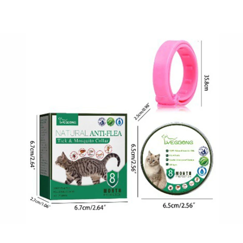 Pet Ticks Mosquito Collar Anti Flea Collar For Cat Anti Flea Mite Lice Insecticide Outdoor Adjustable Pet Mites Repellent