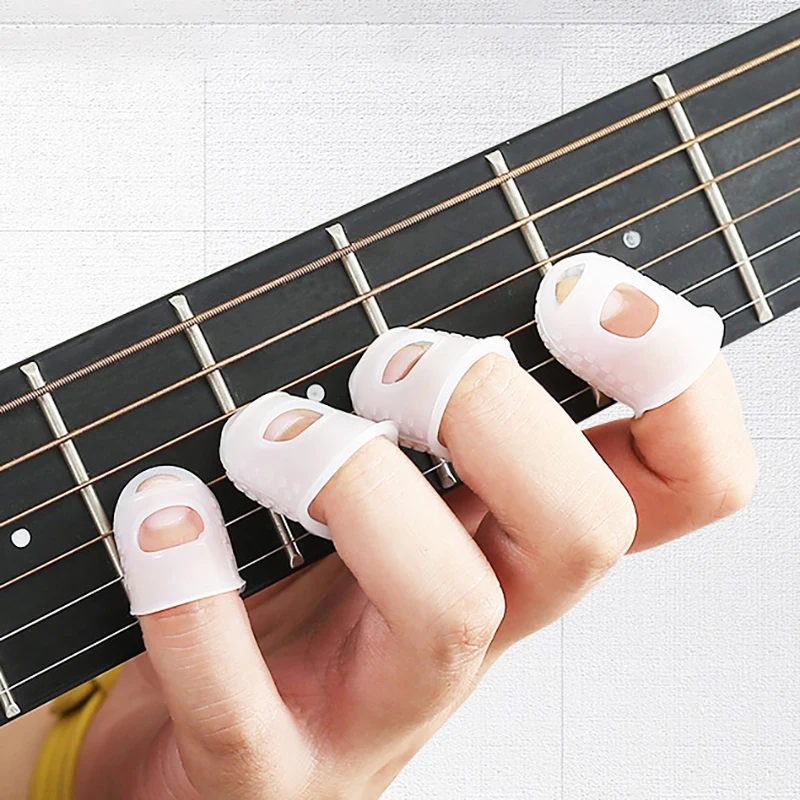 1/5Pcs Finger Silicone Guitar Pressing Finger Covers Thickened Universal Guitar Protectors Wear-Resistant Non-Slip