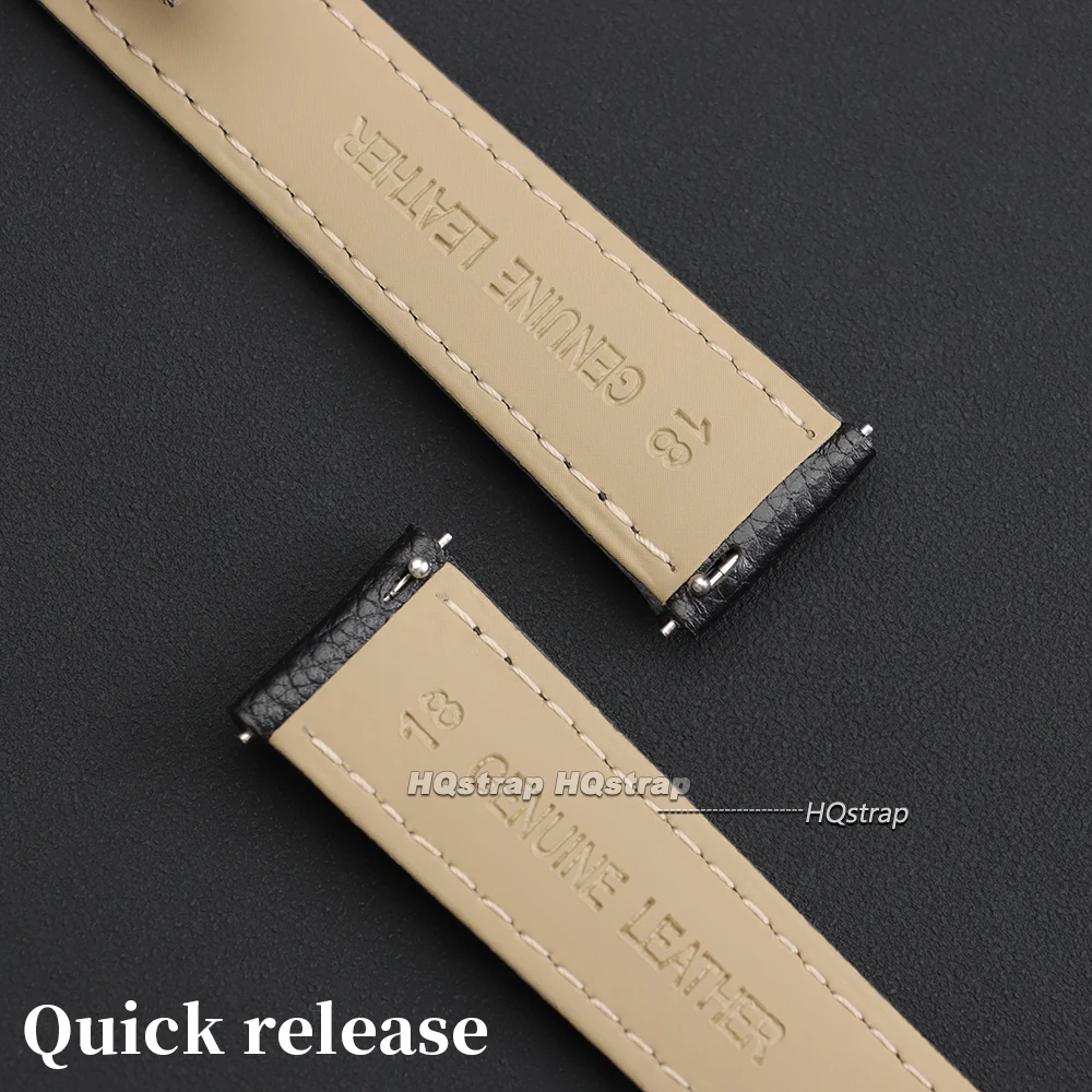 Luxurious Lychee Textured Leather Watch Strap with Folding Buckle - Elegant Cowhide Band