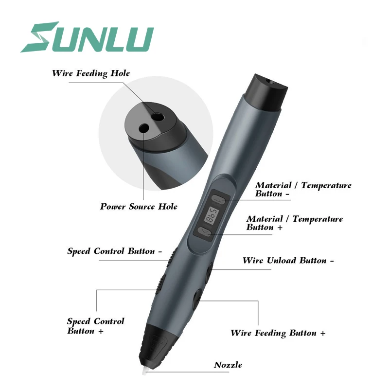 3d printing pen 3d printing pen filament SUNLU SL-300A 3d Pen GEN Pen LCD Screen Paiting 100m Filament PLA PCL ABS Low Temperature 3D Printer