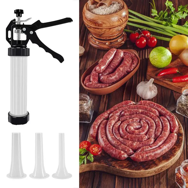 

Manual Meat Filler With 3 Stuffing Tubes Durable Fast Meat Filling Grinders Large Capacity Sausage Stuffer For Meat Slices