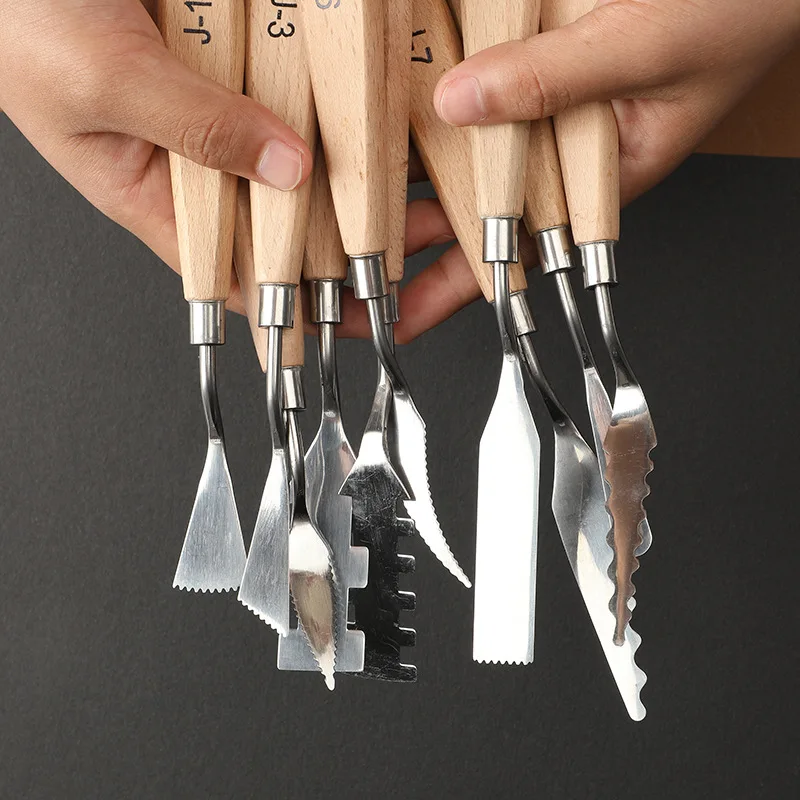 Color Palette 10pc oil painting knives scrapers color palette knife tools for wooden irregular texture flower shovels art color painting tools