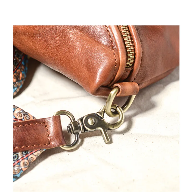 Simple casual designer natural genuine leather ladies saddle bag daily outdoor weekend real cowhide small chest bag shoulder bag