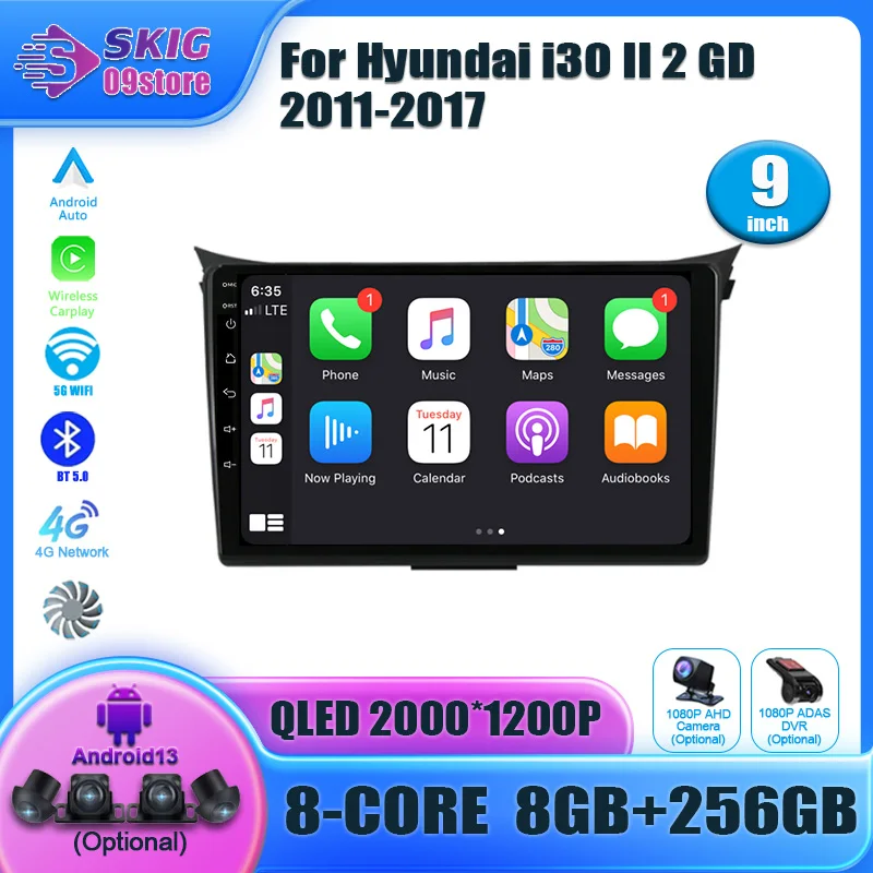 

Android 13.0 For Hyundai i30 II 2 GD 2011 - 2017 Head Unit Stereo Multimedia Car Auto Radio Player GPS Navigation Carplay Screen