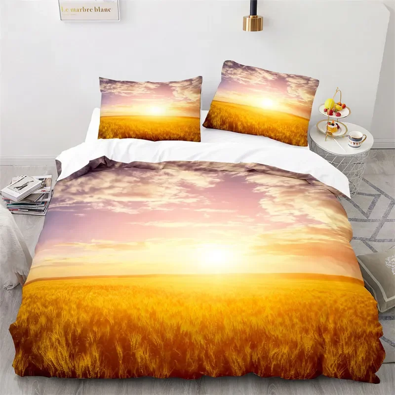 

Yellow Wheat Field Duvet Cover Microfiber Bedding Set 3D Print Quilt Cover Twin Full King Queen For Adults Kids Bedroom Decor
