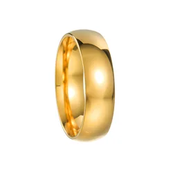 Elegant Polished Gold Stainless Steel Women's Wedding Ring - Classic Engagement Jewelry Accessory - 8 (Gold)