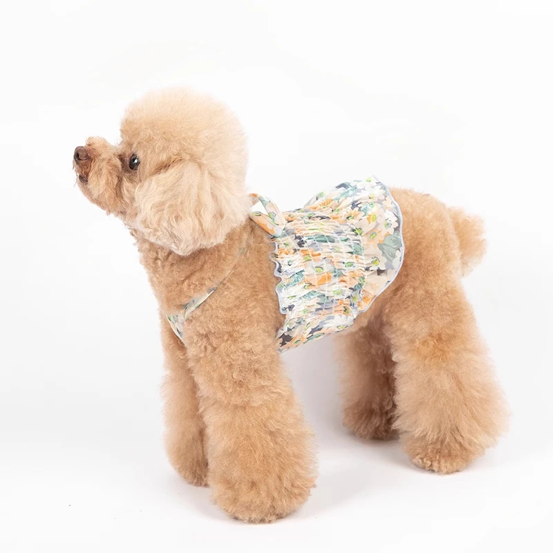 Pets Dogs And Cats Cute Flower Pattern Skirt Pomeranian Maltese Puppy Dress