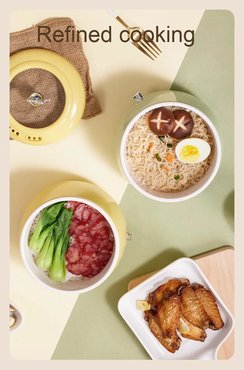 Description Picture 3 of itemMultifunction Electric Cooker 1-3 People Rice Cooking Skillet Noodles Soup Stew Heater Hot Pot Non-Stick Food Steamer Frying Pan