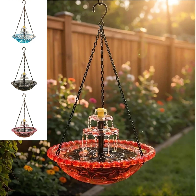 정원 야외용 태양열 새 목욕 분수 3단 벌새 장 물 연못 장식 재미있는 애완동물 용품 선물