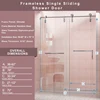 56"-60" W X 76" H Frameless Shower Door Single Sliding Shower Door 5/16" (8mm) Clear Tempered Glass Shower Door with Exp 2
