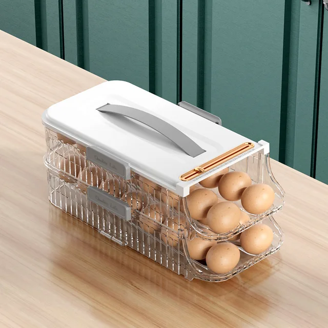 Clear Plastic Egg Dispenser Automatic Rolling Egg Holder For