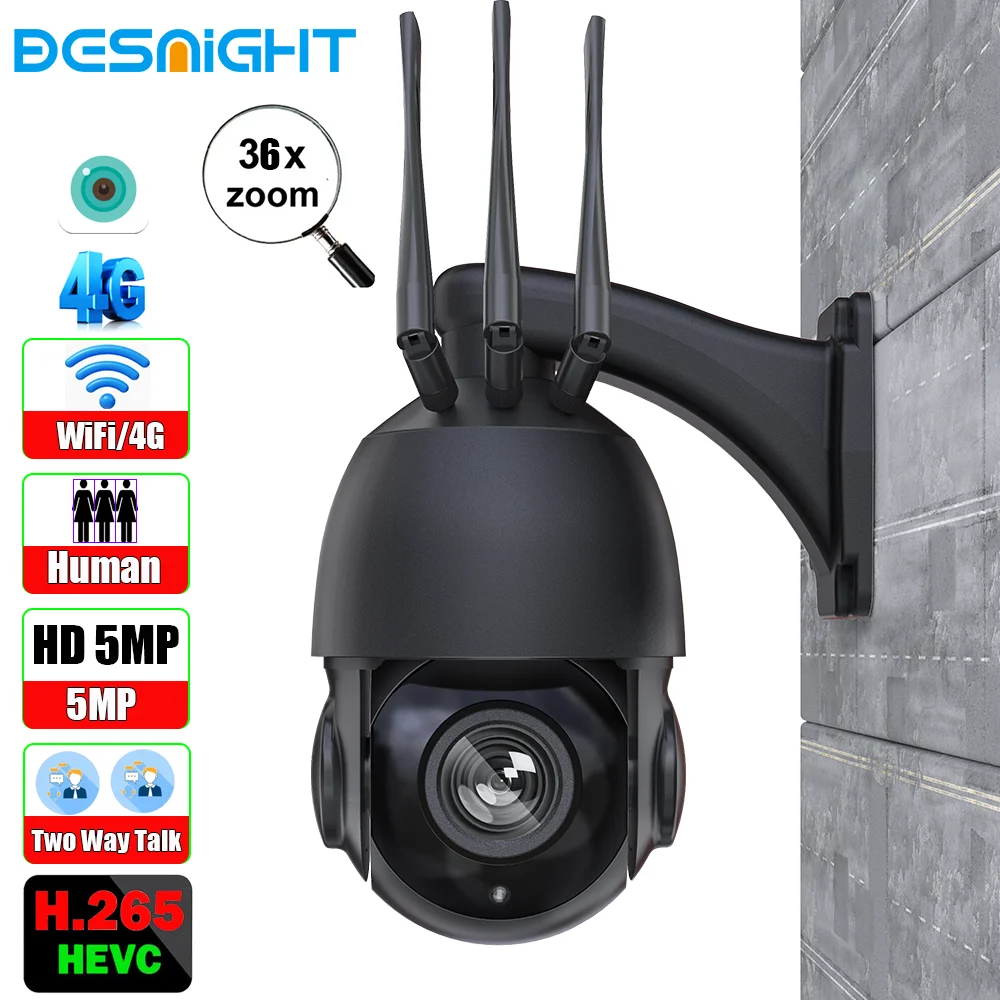 

New 5MP 2.5K PTZ IP Camera Wifi Audio Outdoor AI Human Tracking 36x Zoom POE Onvif CCTV Color Night Vision Security Camera