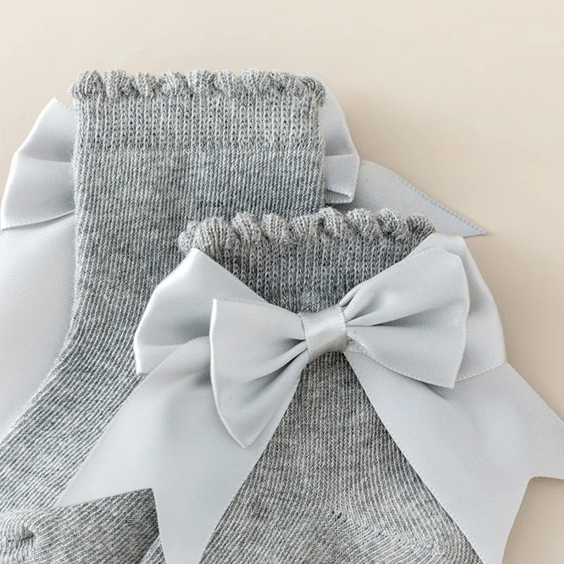 0 to 4 Years Toddler Baby Girls Bow Socks Breathable Knit Princess Socks for Party Wedding Photography