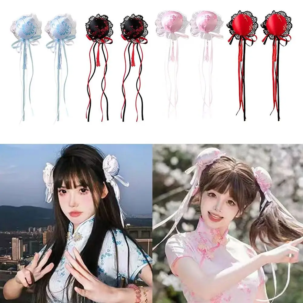 Cute Chinese Style Lolita Headdress Kawaii Handmade Maruko Barrettes Cosplay Traditional Cheongsam Hair Bag Girl