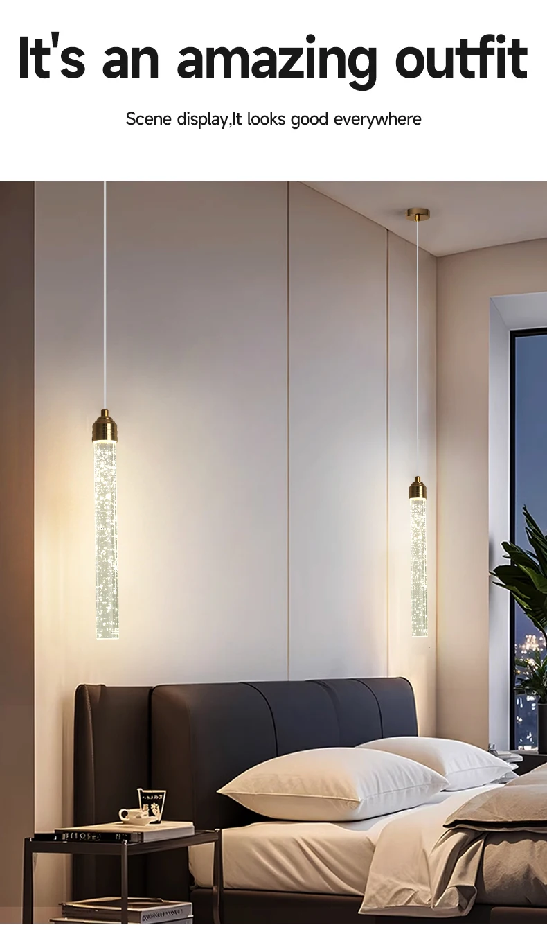 Luxury Crystal Pendant Light - Modern Gold Hanging Lamp for Living Room Bedroom Dining Room Decor