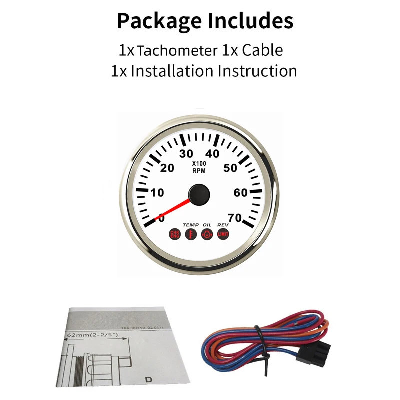 Auto Gasoline or Diesel Engine Tachometers 85mm 0-7000RPM Rev Counters Red Backlight with Oil Pressure Temp & RPM Alarm Function tachometer gauge engine tachometer tachometer meter