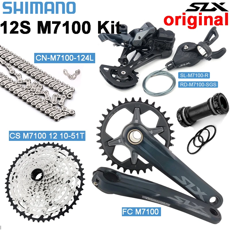 

SHIMANO Deore SLX M7100 12V Groupset SL+RD Rear Derailleur Shifter 10-51T MS46/50/52T Cassette 124L Chain MT800 K7 M7100 12S KIT